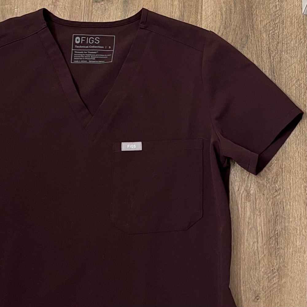 Catarina One-Pocket Scrub Top Brown V-Neck Short Sleeve FW1000 Size Small - Picture 5 of 10